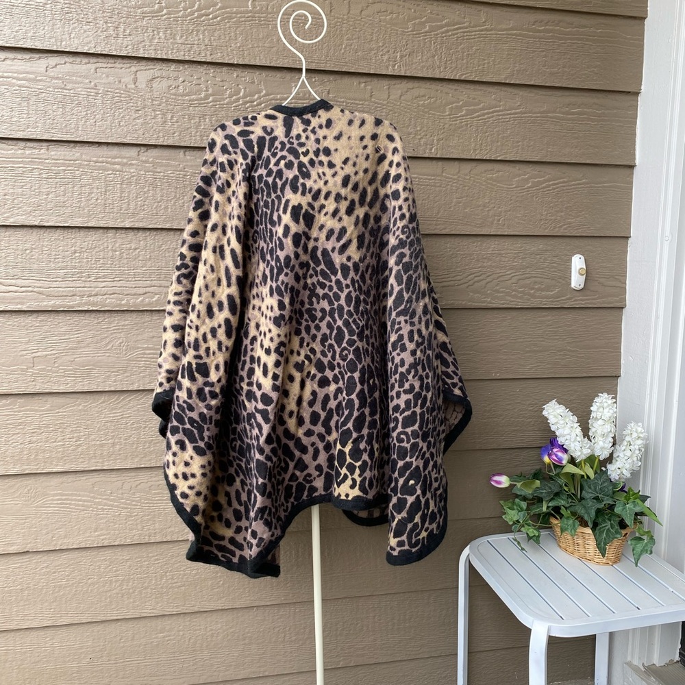 Leopard Print Wrap Poncho Cape One Size - image 7